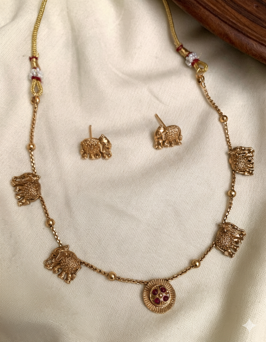 Traditional Elephant Motif Choker Necklace
