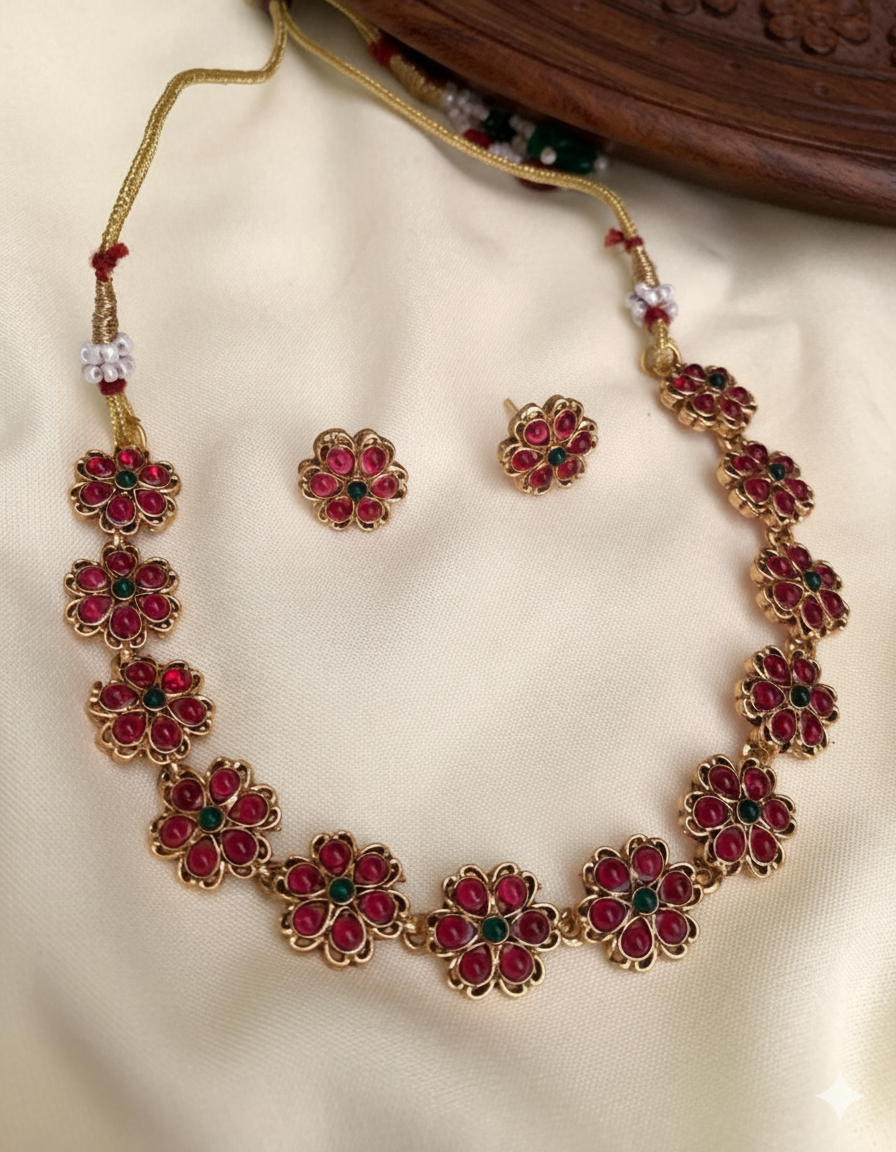 Floral Choker Necklace Set
