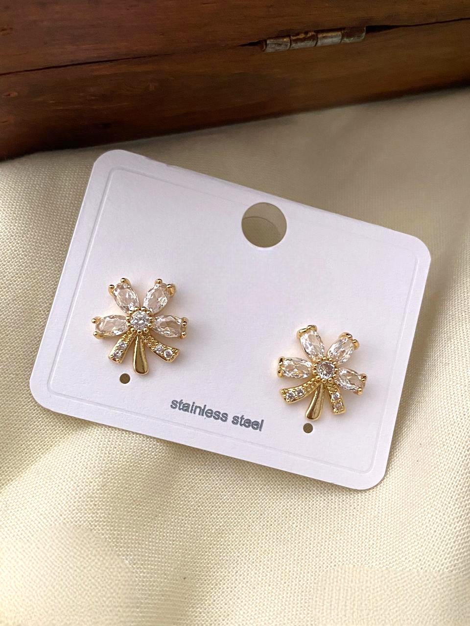 White Stone Studs – Stainless Steel Collection