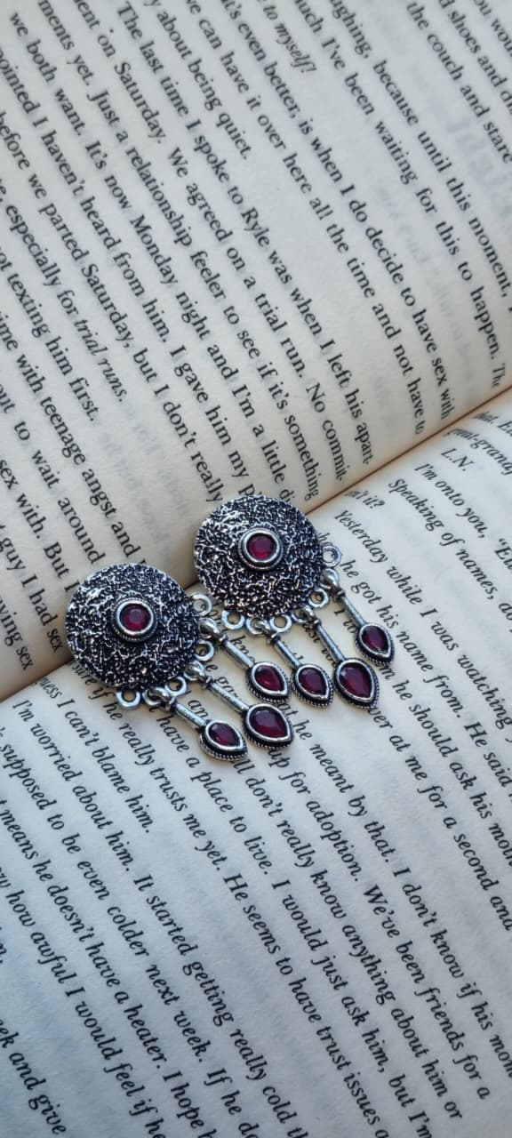 Silver Oxidised Statement Earrings
