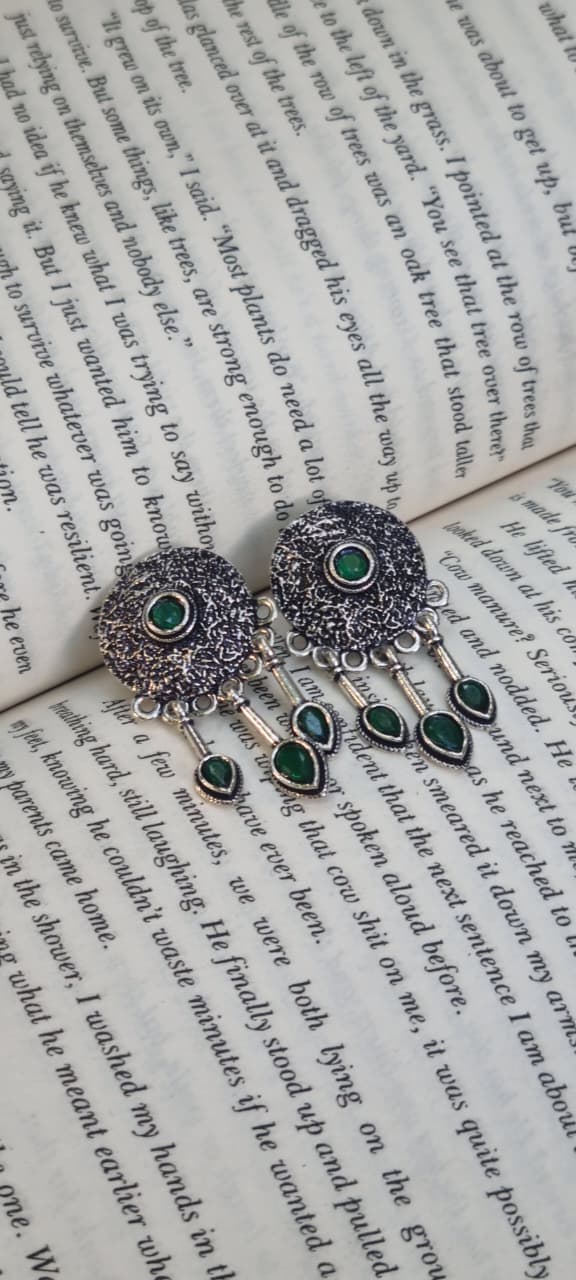 Silver Oxidised Statement Earrings