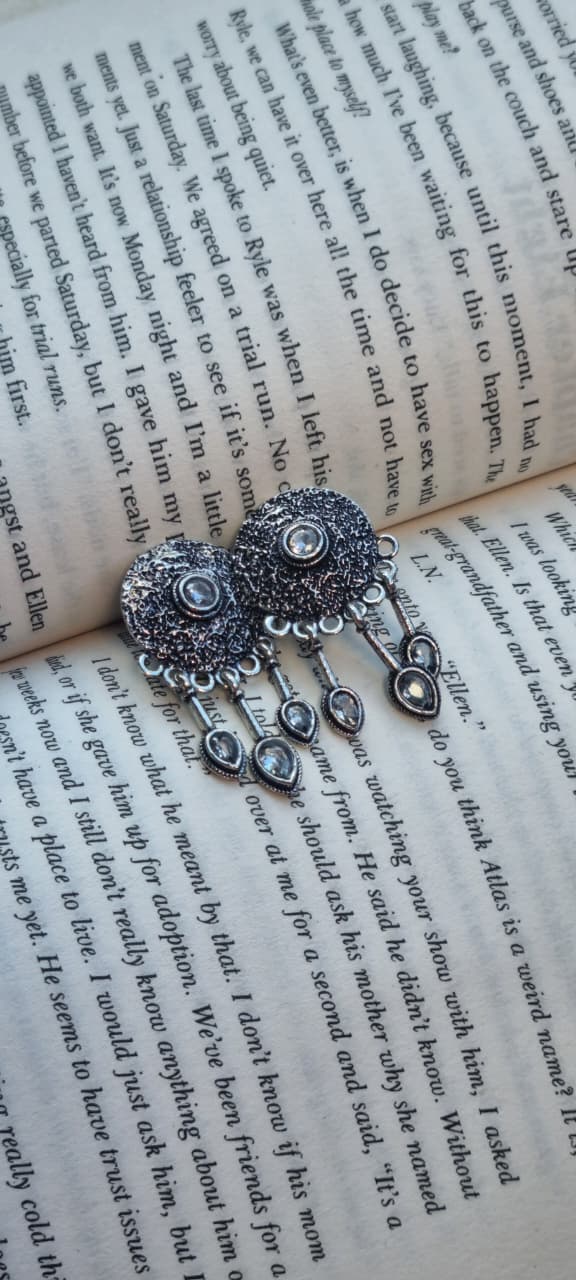 Silver Oxidised Statement Earrings